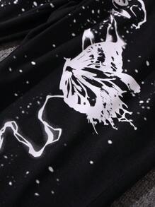 Manfinity EMRG Loose Men's Letter And Butterfly Print Sweatpants - Black - View 4