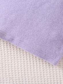 SHEIN Cô Gái Trẻ Nhung áo Và Màu thuần Đầm Hai chiếc Bộ - Màu tím - Xem 4