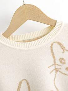 SHEIN Sudadera Con Dibujo Adorable De Gato Para Niñas De 10 A 12 Años - Albaricoque - Ver 3