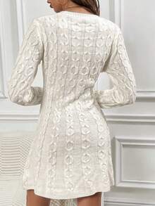 SHEIN LUNE Của phụ nữ Thon gọn Đầm Áo len - Màu be - Xem 2