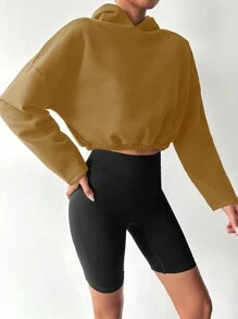 EURMUSE Women's Hooded Fleece Sweatshirt With Slogan Print - Coffee Brown - View 5