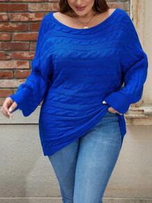 SHEIN LUNE 大碼套頭毛衣 - 藍色 - 查看 4