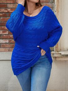 SHEIN LUNE 大碼套頭毛衣 - 藍色 - 查看 5