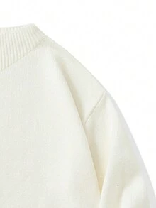 Jersey de hombre de hombros caídos y color sólido, abrigador - Blanco - Ver 4