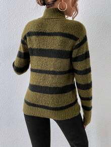 SHEIN LUNE Mẫu sọc Áo cao cổ 	
Fuzzy Áo len - Nhiều màu - Xem 2