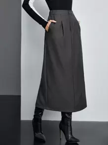 BizChic Của phụ nữ Đã bỏ túi Váy - Màu xám đen - Xem 1