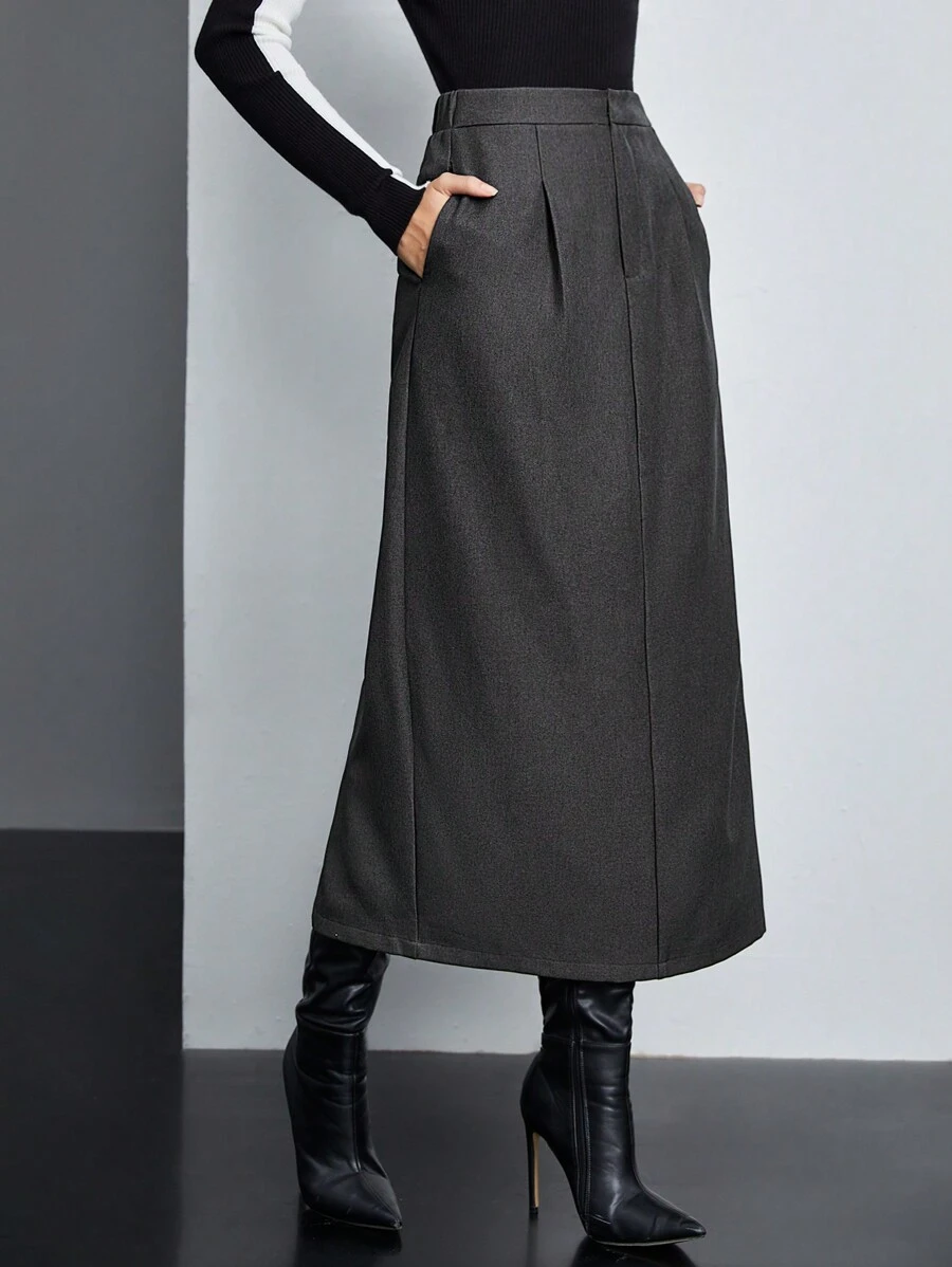 BizChic Của phụ nữ Đã bỏ túi Váy - Màu xám đen - Xem 1