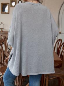 Calvaya Women's Plus Size Batwing Cardigan, Gray - Grey - View 2
