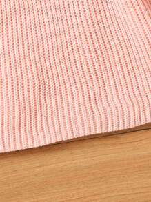 SHEIN 小的女孩荷葉邊鑲邊毛衣洋裝 - 粉色 - 查看 4