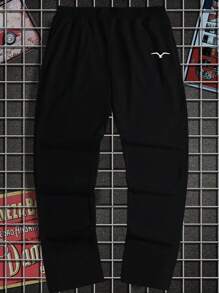Manfinity Hypemode Men's Seagull Print Drawstring Waist Loose Fit Sweatpants - Black - View 4