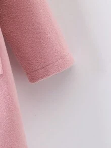 SHEIN Nhỏ bé Cô gái Màu thuần Len áo Với Bộ đồ Vòng cổ - Hồng - Xem 3