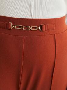 BizChic 加鏈詳細縫合前裤 - 棕色 - 查看 3