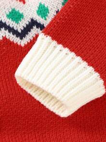 Baby Girls' Snowflake Pattern Button-front Cardigan Jumpsuit - Red - View 4