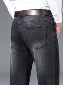 Manfinity Homme Men's Straight Leg Jeans - Black - View 7