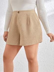 SHEIN Essnce Plus Size Textured Fabric Shorts