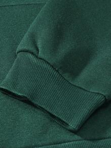 RueChic Men's Letter Pattern Hooded Sweatshirt With Drawstring And Jogger Pants Two-piece Set - Dark Green - View 5