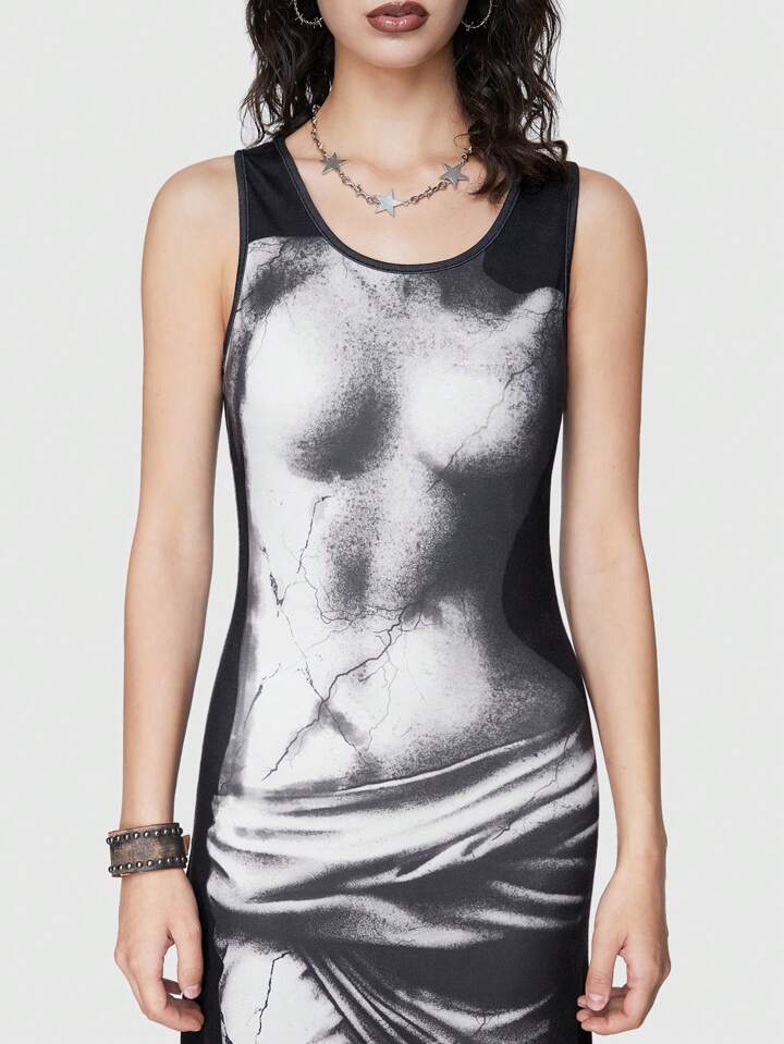 grey body print dress Grey Body Print High Neck Mini Dress | Co-ords