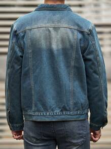 Manfinity Homme Men Bleach Wash Thermal Lined Denim Jacket - Bronze - View 2