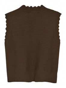 貝殼邊前紐扣麻花編織背心