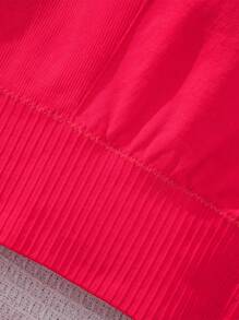 SHEIN Teen Girl 3pcs Solid Sports Set - Rose Red - View 5