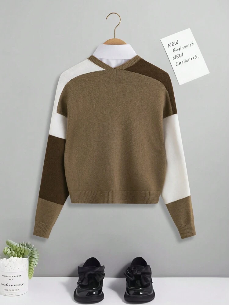 Tween Girls Color Block Short Cardigan