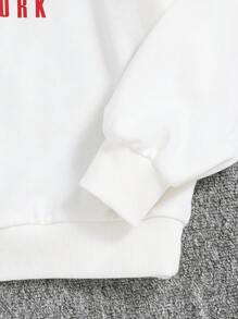 SHEIN Tween Girl Letter Graphic Sweatshirt - White - View 3