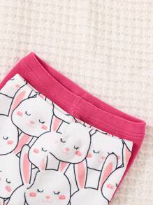 嬰兒女童貼身可愛兔子印花兩件套裝 - 彩色 - 查看 6