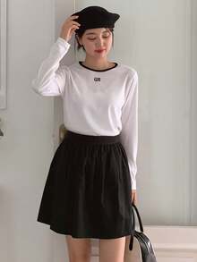 DAZY Của phụ nữ Lá thư In Áo thun - trắng - Xem 5