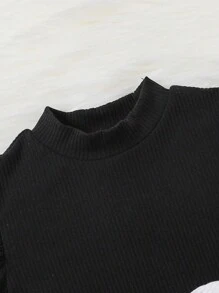 SHEIN Teenager Mädchen 2 Stücke T-Shirt mit Stehkragen, Puffärmeln,