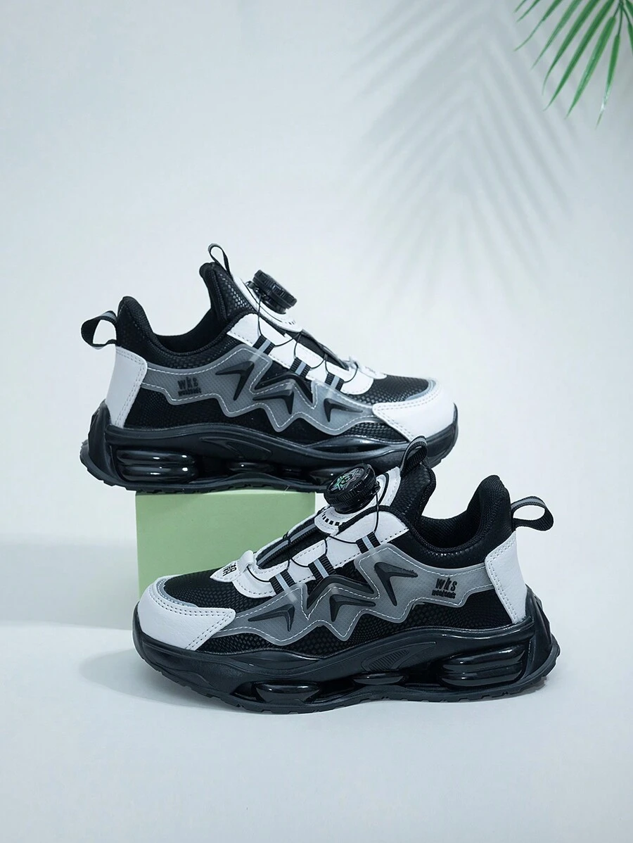 Children's Spring And Autumn Rotating Buckle, Easy To Wear And Breathable Mesh Upper And Shock Absorbing Outsole Sports Shoes