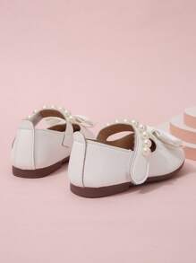 Infant & Toddler Girls' Flat Shoes, Mary Jane Style Pearl Decorated Shoes - White - View 3