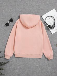 SHEIN 少女心形字母图案卫衣 - 粉色 - 查看 2