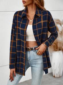 Chiquease Plaid Turn-down Collar Women's Long Sleeve Shirt - Multicolor - View 5