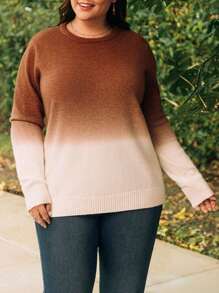 EMERY ROSE Plus Size Ombre Pullover Sweater