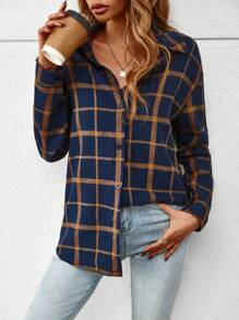 Chiquease Plaid Turn-down Collar Women's Long Sleeve Shirt - Multicolor - View 1