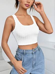 SHEIN EZwear Women's White Knitted Sweatshirt - White - View 7