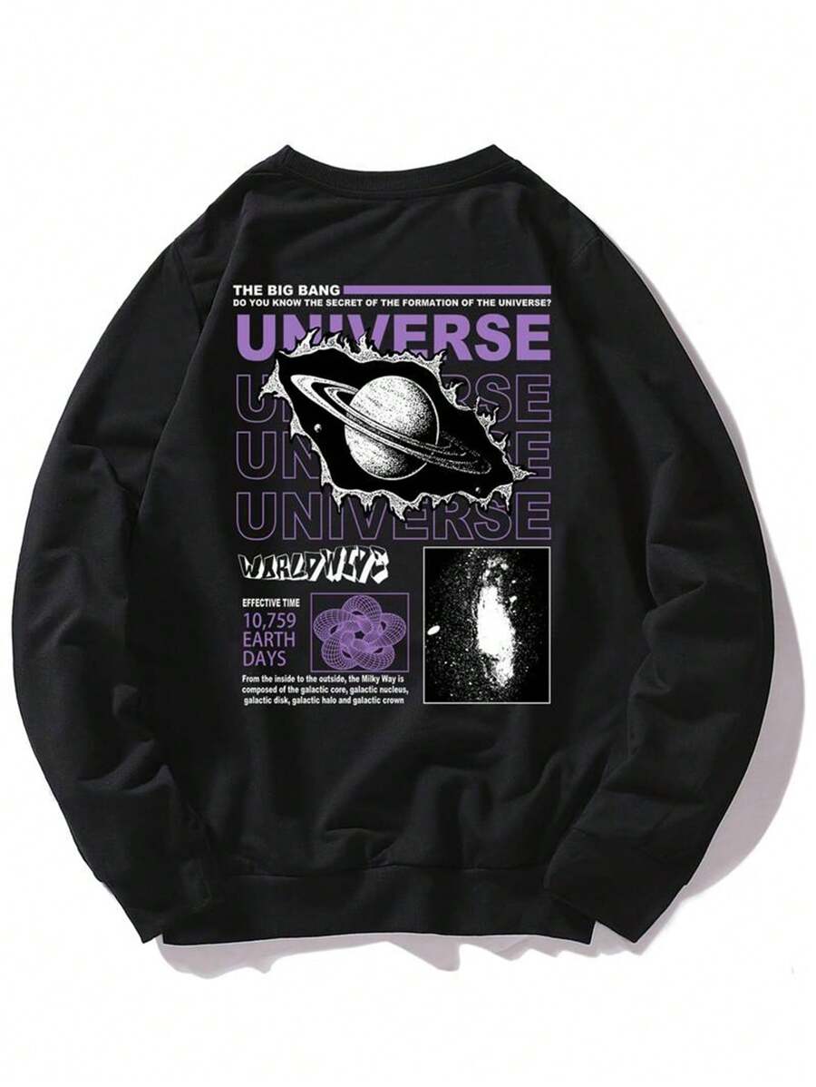 Nam Hành tinh & Đồ họa Khẩu hiệu Áo nỉ - màu đen - Xem 1