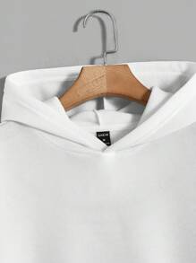 Manfinity VCAY 宽松男士标语与蝴蝶印花袋鼠口袋抽绳保暖连帽衫 - 白色 - 查看 3