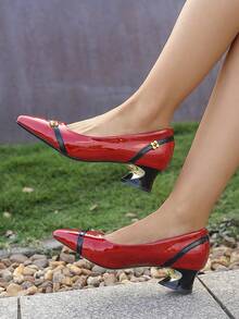 Của phụ nữ Giày cao gót Giày nữ Baotou - Màu Đỏ Sâu - Xem 6
