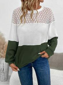 SHEIN LUNE 花型拼接加厚連帽衛衣 - 彩色 - 查看 5