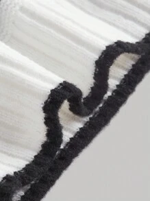 SHEIN MOD Mô hình cung Nút phía trước Áo len vest - Đen và trắng - Xem 4