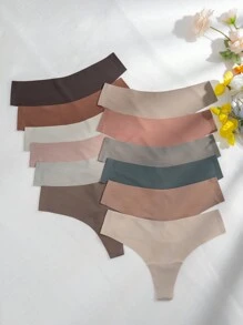 12packs Solid Simple Sexy Thongs - Multicolor - View 3