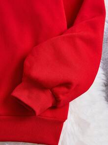 Tobefonseca 艺术家 Y2K、街头服饰、休闲、圣诞树、猫、圣诞节、休闲简约图案印花宽松圆领女士运动衫、红色秋季女士上衣、适合秋冬季、节日、度假、新年、春季、节日 - 紅色 - 查看 4