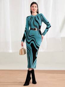 Mulvari 毛衣連身裙 - 藍色 - 查看 1