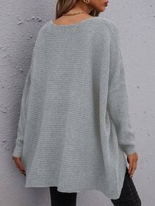 SHEIN Essnce Loose Fit Solid Color Pullover Sweater For Casual Wear - Grey - View 2