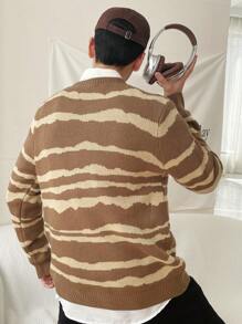 Manfinity Hypemode Men's Round Neck Striped Long Sleeve Sweater - Multicolor - View 2