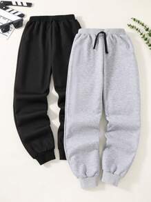 SHEIN Ragazzo Tween 2 pezzi Pantaloni da jogging con vita elastica con coulisse