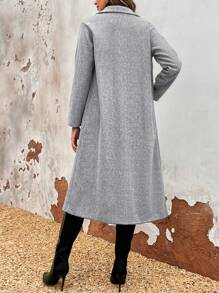 Chiquease Lapel Neck Double Breasted Overcoat Fall Cloth For Women - Grey - View 2