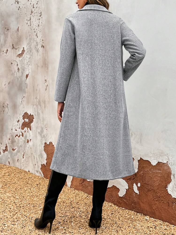 Lapel Neck Double Breasted Overcoat Fall Cloth For Women