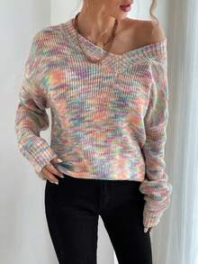 SHEIN LUNE 女性寬鬆套頭毛衣 - 粉色 - 查看 6